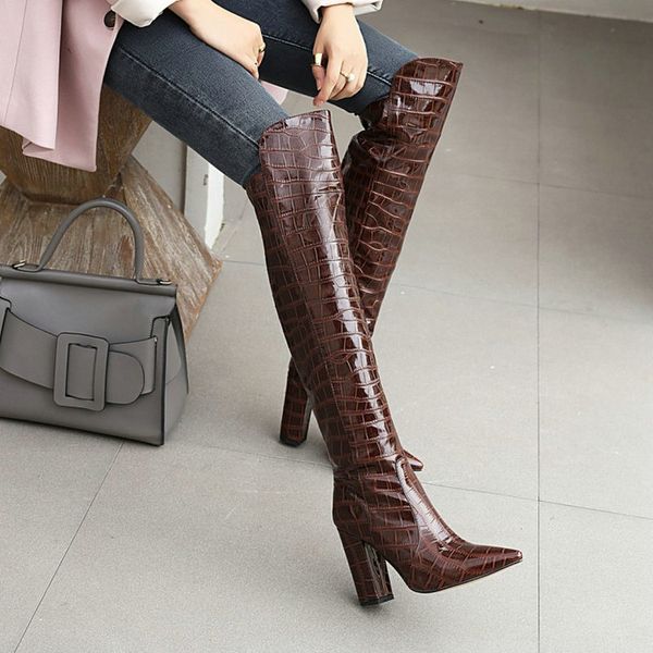 patent pu leather crocodile skin pattern boots cowgirls overknees block high heels over-the-knee boots size big size 47 48, Black
patent pu leather crocodile skin pattern boots cowgirls overknees block high heels over-the-knee boots size big size 47 48, Black