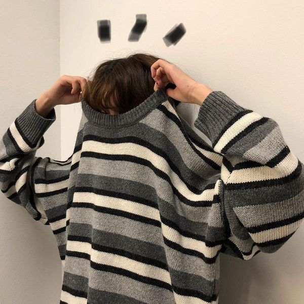 japanese casual large size fun striped sweater female college couple loose harajuku ulzzang o-neck ins knitted chic sweater, White;black
japanese casual large size fun striped sweater female college couple loose harajuku ulzzang o-neck ins knitted chic sweater, White;black