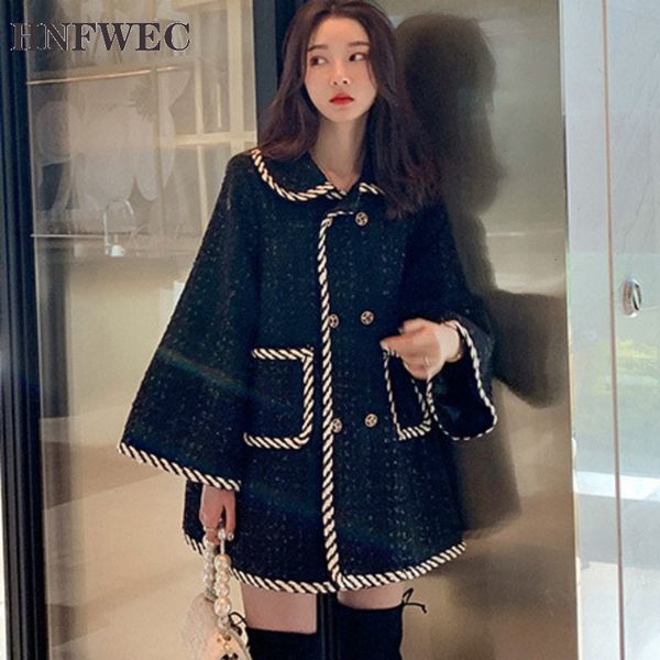 women's wool & blends 2021 autumn and winter fashion lapel double pocket double-breasted loose coarse woolen coat female d351, Black
women's wool & blends 2021 autumn and winter fashion lapel double pocket double-breasted loose coarse woolen coat female d351, Black