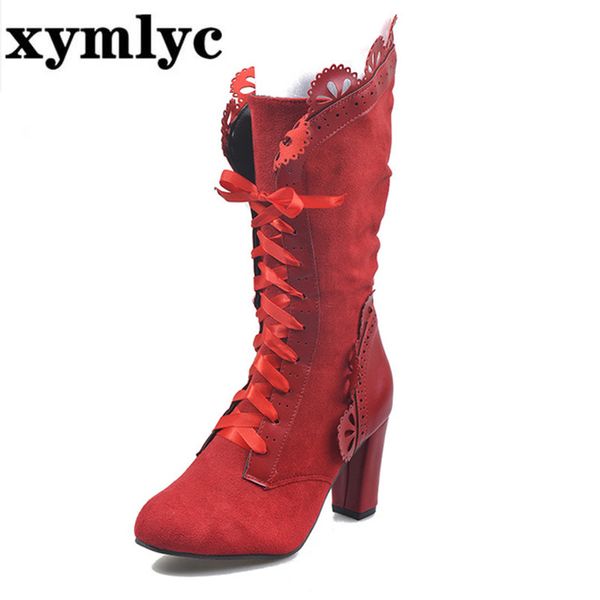 boots women's mid calf ladies lace up high heels female shoes woman ruffle flock retro women elegant footwear, Black
boots women's mid calf ladies lace up high heels female shoes woman ruffle flock retro women elegant footwear, Black