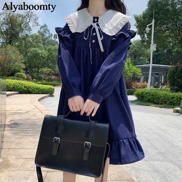 casual dresses japanese lolita style autumn women cute dress sailor collar navy blue gray khaki ribbon baggy corduroy puff sleeve, Black;gray
casual dresses japanese lolita style autumn women cute dress sailor collar navy blue gray khaki ribbon baggy corduroy puff sleeve, Black;gray