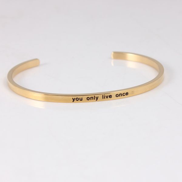 bangle you only live once gold color 316l stainless steel bar positive inspirational quote cuff mantra bracelets for women, Black
bangle you only live once gold color 316l stainless steel bar positive inspirational quote cuff mantra bracelets for women, Black