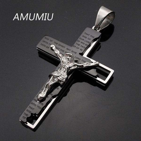 amumiu catholic church stainless steel jesus cross necklace religion crucifix pendant fashion jewelry for men&women kp102, Silver
amumiu catholic church stainless steel jesus cross necklace religion crucifix pendant fashion jewelry for men&women kp102, Silver