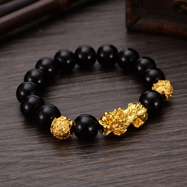 obsidian stone beaded bracelet with golden pixiu charms pendant for men buddhist jewelry und sale, Black
obsidian stone beaded bracelet with golden pixiu charms pendant for men buddhist jewelry und sale, Black