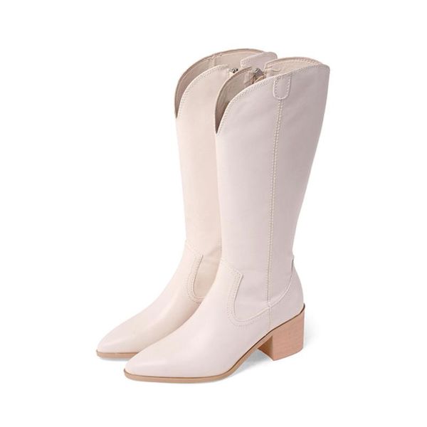 boots genuine leather high heel western women knee shoes pointed toe zip thick heels long autumn winter, Black
boots genuine leather high heel western women knee shoes pointed toe zip thick heels long autumn winter, Black