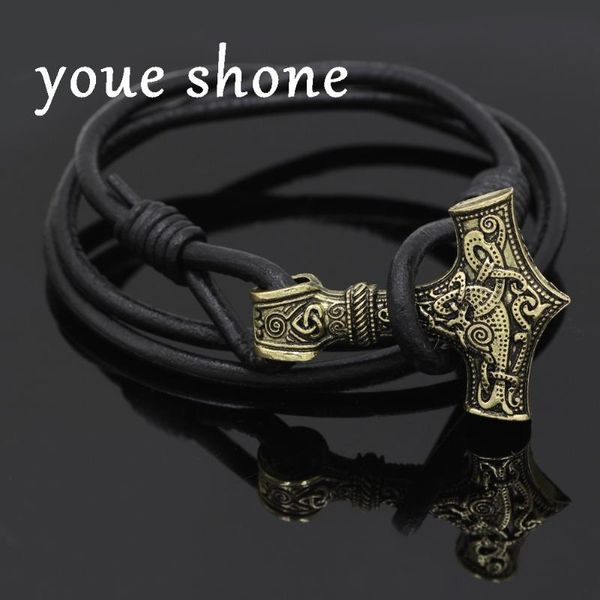 real leather huge thor hammer mjolnir viking amulet hammer scandinavian bracelet norse jewelry, Golden;silver
real leather huge thor hammer mjolnir viking amulet hammer scandinavian bracelet norse jewelry, Golden;silver