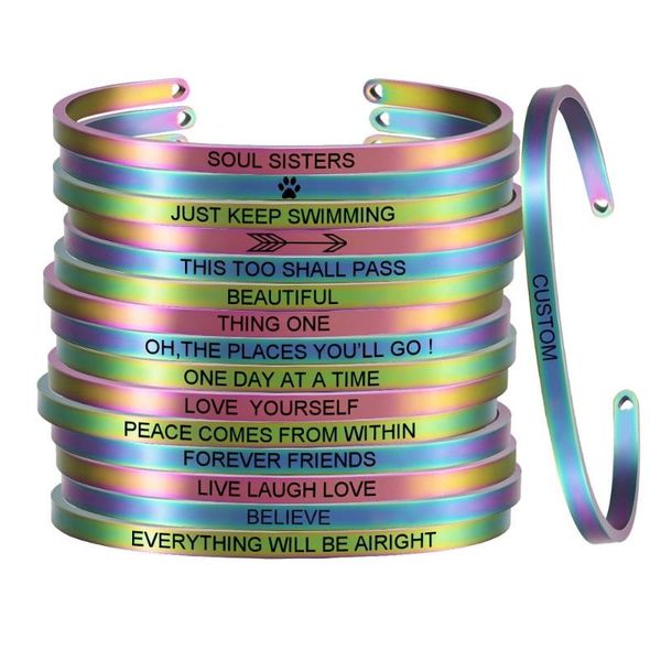 stainless steel engrave "just keep swimming" inspirational motivational bracelet for her rainbow color sl-095, Black
stainless steel engrave "just keep swimming" inspirational motivational bracelet for her rainbow color sl-095, Black