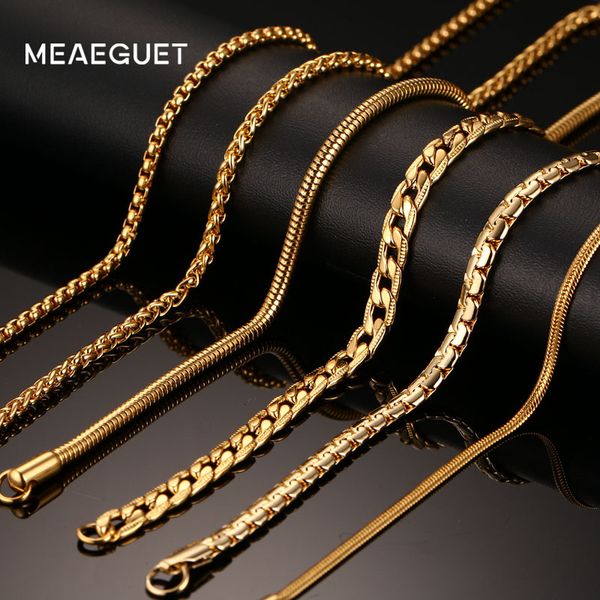 meaeguet 20inch gold-color stainless steel chain necklace for men women snake/box/hanging/curb/flawist chain wide 3mm/6mm, Silver
meaeguet 20inch gold-color stainless steel chain necklace for men women snake/box/hanging/curb/flawist chain wide 3mm/6mm, Silver