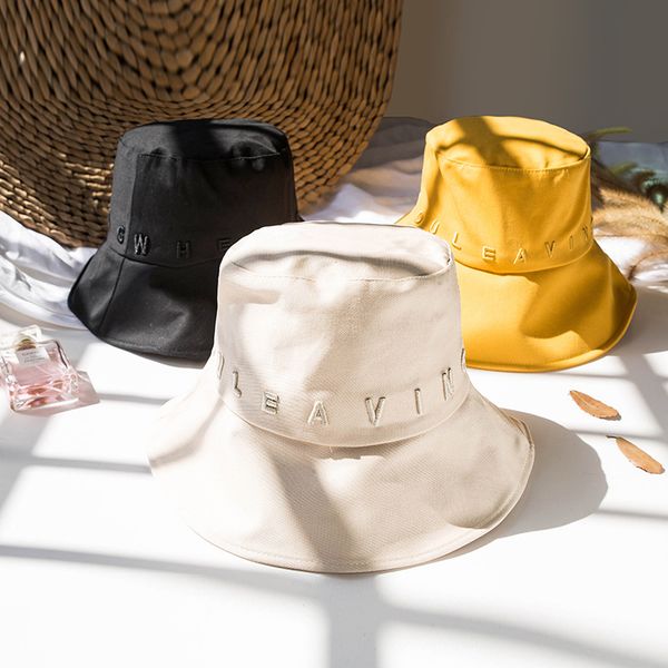 wide brim hats casual letter embroidery women bucket hat outdoor summer fisherman female girls travel vacation panama cap, Blue;gray
wide brim hats casual letter embroidery women bucket hat outdoor summer fisherman female girls travel vacation panama cap, Blue;gray