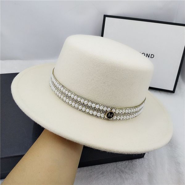 202008-zhouqi pearl rhinestone ribbon letters lady fedoras cap women leisure holiday panama jazz hat, Blue;gray
202008-zhouqi pearl rhinestone ribbon letters lady fedoras cap women leisure holiday panama jazz hat, Blue;gray