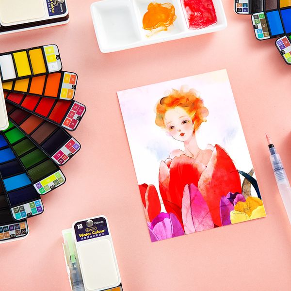 superior solid watercolor paint with 6pcs water brush pen foldable travel water color pigment
superior solid watercolor paint with 6pcs water brush pen foldable travel water color pigment