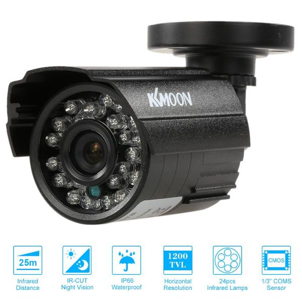 

kkmoon 1200tvl cctv camera 24 ir lamps night vision 1/3 cmos ir-cut waterproof for home security pal system