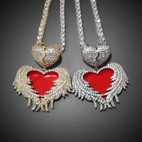 iced out angel heart pendant 2 colors zircon necklace for men women gifts fashion hip hop jewelry, Silver
iced out angel heart pendant 2 colors zircon necklace for men women gifts fashion hip hop jewelry, Silver