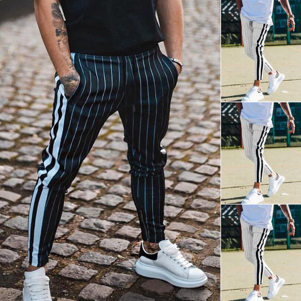men's pants fashion mens slim fit urban pencil trousers casual jogger cargo long stripe elastic waist stylish bottoms, Black
men's pants fashion mens slim fit urban pencil trousers casual jogger cargo long stripe elastic waist stylish bottoms, Black