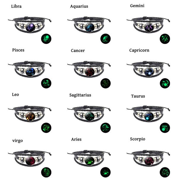 zodiac twelve constellations symbol bangle bracelet leather couple luminous glass gem friendship bracelets femme boyfriend gift, Black
zodiac twelve constellations symbol bangle bracelet leather couple luminous glass gem friendship bracelets femme boyfriend gift, Black