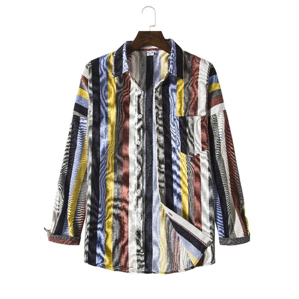 mens designer striped shirts long sleeve corduroy with buttons fashion spring autumn lapel neck homme tees, White;black
mens designer striped shirts long sleeve corduroy with buttons fashion spring autumn lapel neck homme tees, White;black