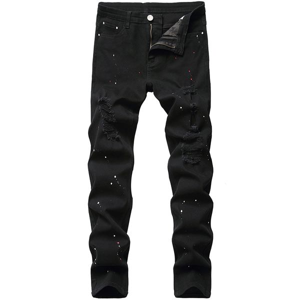 men's jeans men fashion cotton pants stretch slim black denim dropship, Blue 
men's jeans men fashion cotton pants stretch slim black denim dropship, Blue