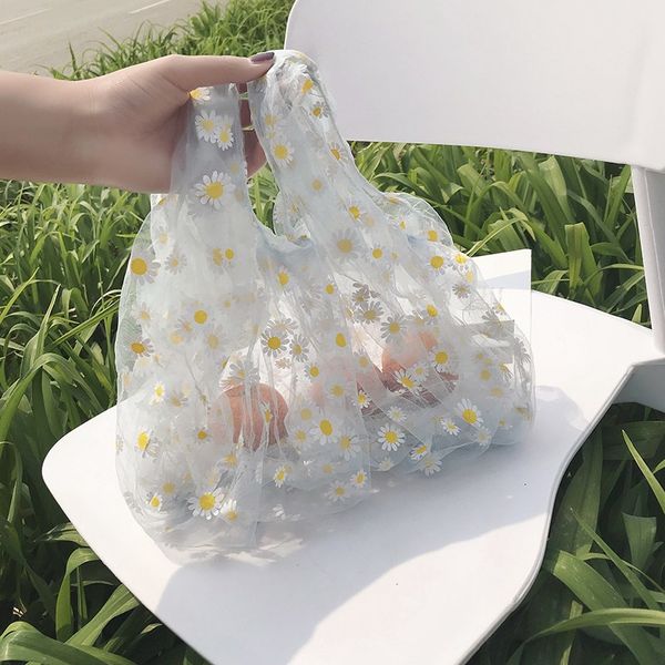 2020 spring summer women small transparent tote mesh cloth bag daisy embroidery handbag fruit bag purse for girls
2020 spring summer women small transparent tote mesh cloth bag daisy embroidery handbag fruit bag purse for girls