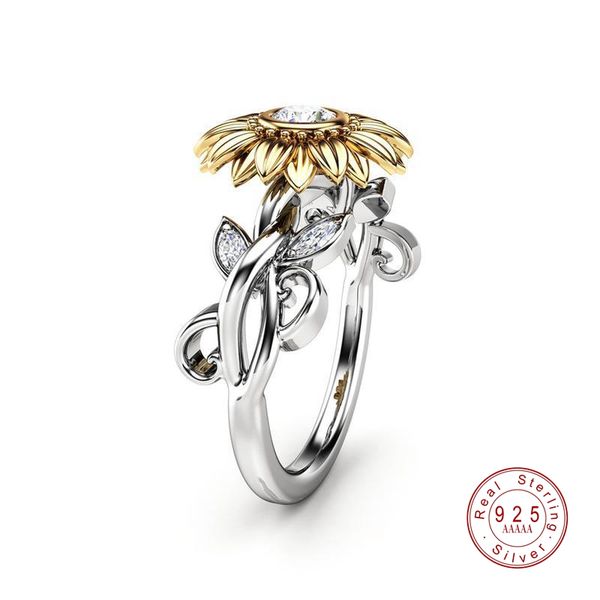 new cz stone fashion jewelry 925 sterling silver ring cute sunflower crystal wedding rings for women female finger ring band, Golden;silver
new cz stone fashion jewelry 925 sterling silver ring cute sunflower crystal wedding rings for women female finger ring band, Golden;silver