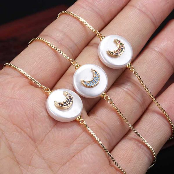 charm bracelets sky deep blue mix cz paved gold crescent moon pearl shell connector beads thin link for woman hand jewelry, Golden;silver
charm bracelets sky deep blue mix cz paved gold crescent moon pearl shell connector beads thin link for woman hand jewelry, Golden;silver