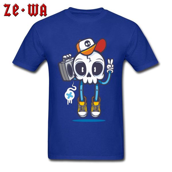 men t-shirts hip hop skull t shirt boombox lover clothes cotton blue funny cartoon tees guys tshirt ing