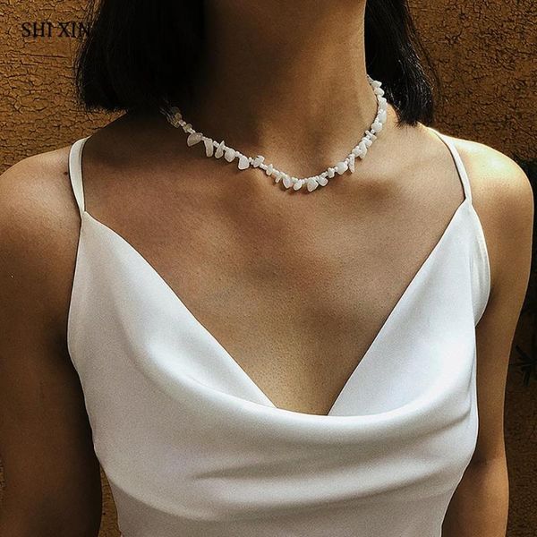 shixin elegant white natural stone necklace 2020 korean irregular stone beads necklaces for women short choker necklaces collar, Golden;silver
shixin elegant white natural stone necklace 2020 korean irregular stone beads necklaces for women short choker necklaces collar, Golden;silver