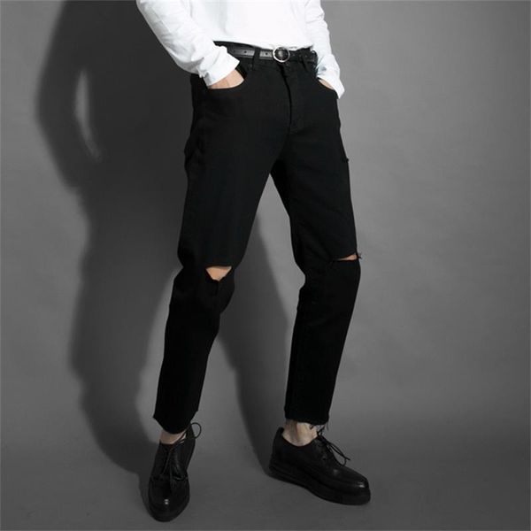 men's jeans autumn korean style slim-fit knee-hole beggar pants edge cropped men, Blue
men's jeans autumn korean style slim-fit knee-hole beggar pants edge cropped men, Blue
