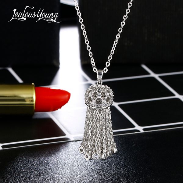 chokers 2021 crown tassel necklace cubic zircon women party pendant jewelry for wedding colar gifts lady an140, Golden;silver