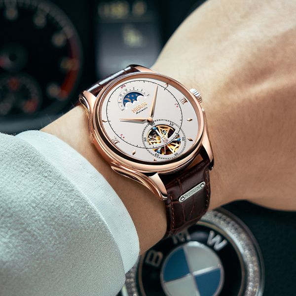 wristwatches nesun original brand watch men's fashion casual hollow moon phase waterproof leather automatic mechanical, Slivery;brown
wristwatches nesun original brand watch men's fashion casual hollow moon phase waterproof leather automatic mechanical, Slivery;brown