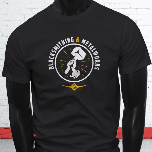 2020 fashion usa blacksmith & metal works hammer iron steel mens black t-shirt tee shirt
2020 fashion usa blacksmith & metal works hammer iron steel mens black t-shirt tee shirt