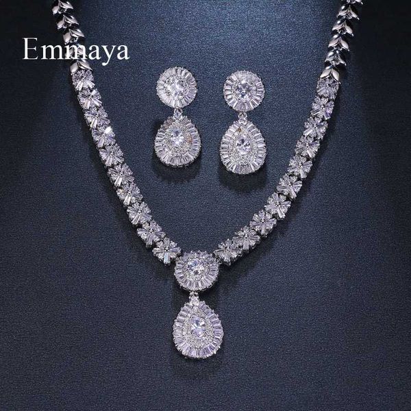 emmaya brand charm gorgeous cubic zircon white gold color new crystal earrings necklace set for women bride jewelry gift, Silver
emmaya brand charm gorgeous cubic zircon white gold color new crystal earrings necklace set for women bride jewelry gift, Silver