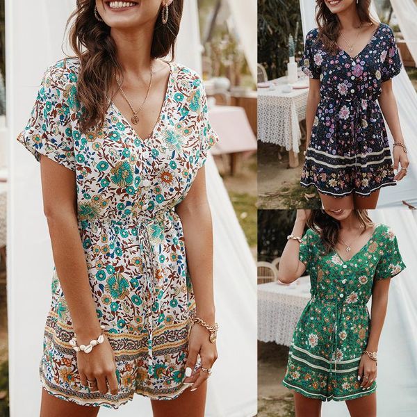 women jumpsuit bohemian floral print rompers summer casual loose v neck button pocket short pants wide leg playsuits overalls, Black;white
women jumpsuit bohemian floral print rompers summer casual loose v neck button pocket short pants wide leg playsuits overalls, Black;white