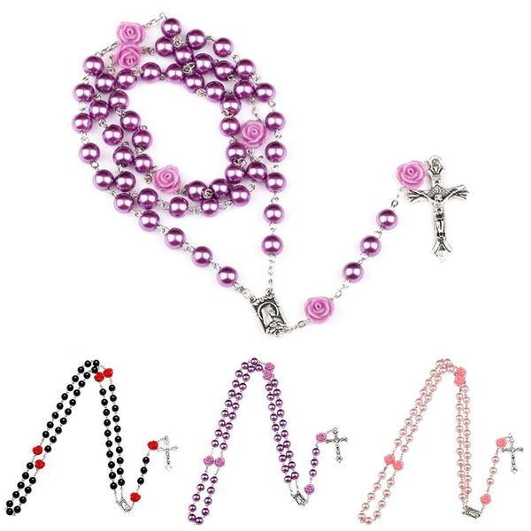 1pc purple rosary beads catholic rosary necklace for girls women glass father bead crucifix pendant necklace rose, Silver
1pc purple rosary beads catholic rosary necklace for girls women glass father bead crucifix pendant necklace rose, Silver