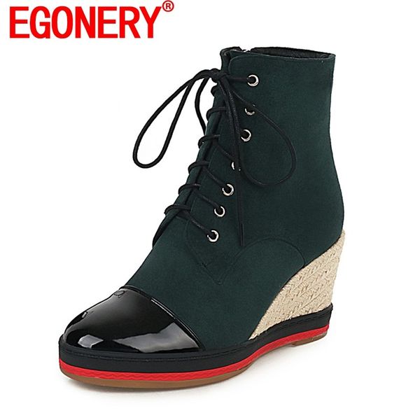 egonery women booties round toe platform wedges high heels lady shoes winter flock upper party boat zipper ankle boots plus size, Black
egonery women booties round toe platform wedges high heels lady shoes winter flock upper party boat zipper ankle boots plus size, Black