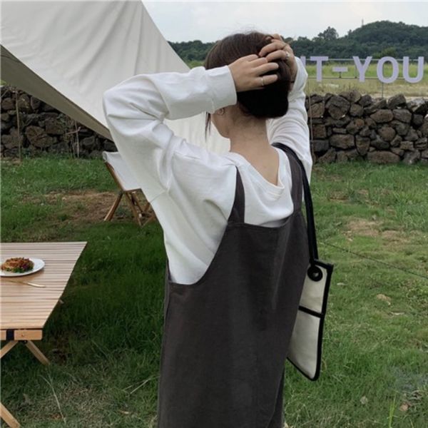 2020 autumn ins korean style hipster suspender skirtsling sling skirt all-matchstyle mid-length suspender skirt book round neck long sleeve, Gray
2020 autumn ins korean style hipster suspender skirtsling sling skirt all-matchstyle mid-length suspender skirt book round neck long sleeve, Gray