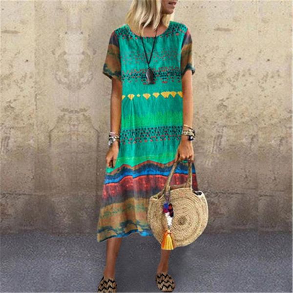 short sleeve printed women dress fashion trend summer new casual round neck print loose dress female long section plus size dress clothing, Black;gray
short sleeve printed women dress fashion trend summer new casual round neck print loose dress female long section plus size dress clothing, Black;gray