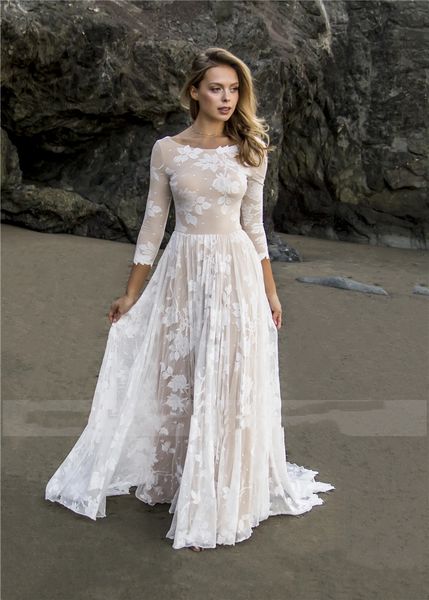 backless champagne ivory lace boho beach wedding dresses 3/4 long sleeve charming bohemian open back bridal gowns vestidos de novia, White
backless champagne ivory lace boho beach wedding dresses 3/4 long sleeve charming bohemian open back bridal gowns vestidos de novia, White