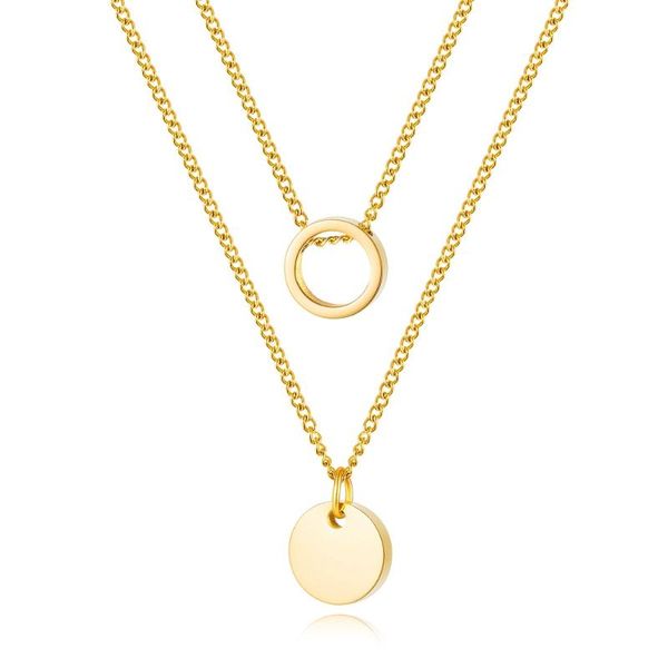 pendant necklaces arrival simple double layer round titanium steel jewelry woman gift not fade drop, Silver
pendant necklaces arrival simple double layer round titanium steel jewelry woman gift not fade drop, Silver