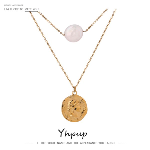 yhpup stylish layered natural pearl portrait pendant necklace women stainless steel jewelry temperament chain choker necklace, Silver
yhpup stylish layered natural pearl portrait pendant necklace women stainless steel jewelry temperament chain choker necklace, Silver