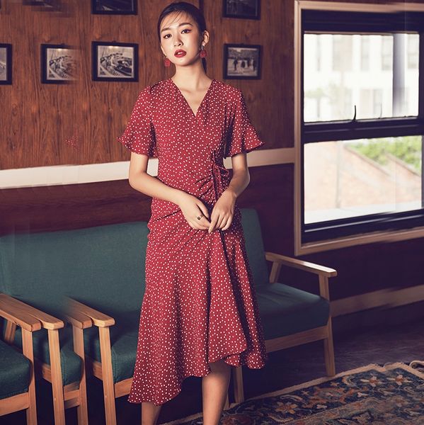 french elegant tea break skirt short sleeve dress platycodon grandiflorum skirt irregular waist red polka dot holiday dress pwyhb, Black;gray
french elegant tea break skirt short sleeve dress platycodon grandiflorum skirt irregular waist red polka dot holiday dress pwyhb, Black;gray