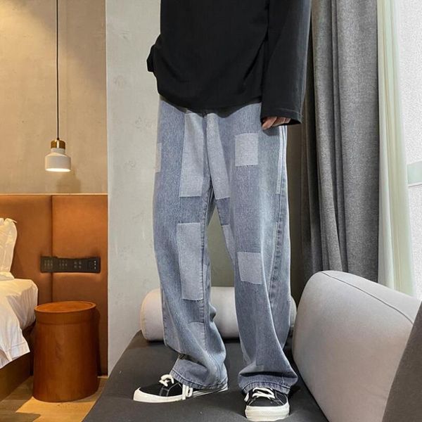 men's jeans men straight trousers 2021 autumn mens harajuku sweatpants joggers male hip hop casual stitching color cargo pants w1065, Blue
men's jeans men straight trousers 2021 autumn mens harajuku sweatpants joggers male hip hop casual stitching color cargo pants w1065, Blue