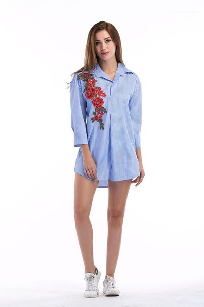 rose embroidery shirts women striped plus size spring fashion blouses woman lapel neck with long sleeve shirt womens designer, White
rose embroidery shirts women striped plus size spring fashion blouses woman lapel neck with long sleeve shirt womens designer, White