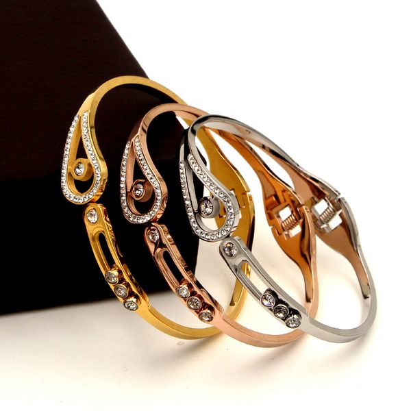 fashion stainless steel better three moving crystal round spring charm bangle bracelet rose gold color female woman gift, Black
fashion stainless steel better three moving crystal round spring charm bangle bracelet rose gold color female woman gift, Black