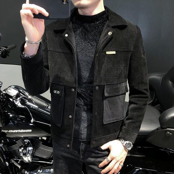 men's wool & blends fashion long-sleeved gentleman splicing pockets woolen jacket 2021 korean casual mens trench coat men winter, Black
men's wool & blends fashion long-sleeved gentleman splicing pockets woolen jacket 2021 korean casual mens trench coat men winter, Black