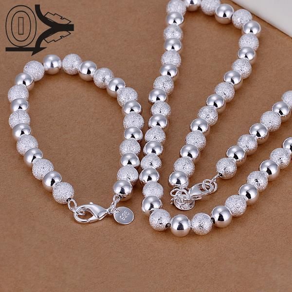 silver plated jewery set,fashion bridal accessories,8mm light sand ball bead necklace bracelet two-pieces
silver plated jewery set,fashion bridal accessories,8mm light sand ball bead necklace bracelet two-pieces