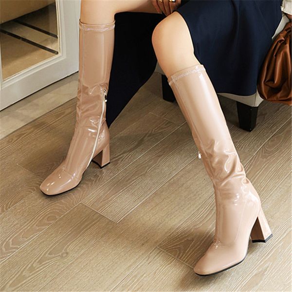 boots white women knee high thick heel zipper shoes square toe winter warm stylish party footwear size 32-43, Black
boots white women knee high thick heel zipper shoes square toe winter warm stylish party footwear size 32-43, Black