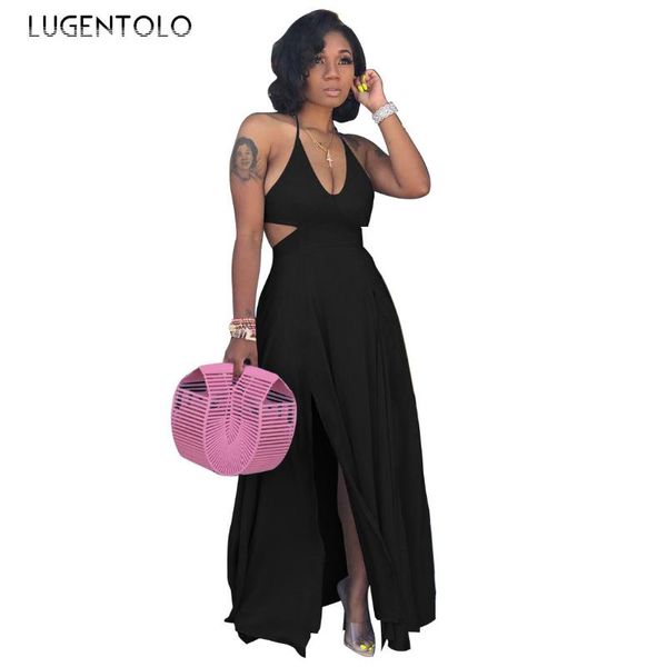 lugentolo women party dress spaghetti strap deep v-neck solid color cutout split dress lady slim-fit maxi dresses, Black;gray
lugentolo women party dress spaghetti strap deep v-neck solid color cutout split dress lady slim-fit maxi dresses, Black;gray