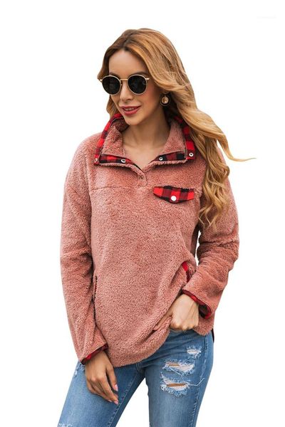 women fleece lapel neck long sleeve clothing casual loose autumn womens designer sweatshirts plaid patchwork hoodies, Black
women fleece lapel neck long sleeve clothing casual loose autumn womens designer sweatshirts plaid patchwork hoodies, Black
