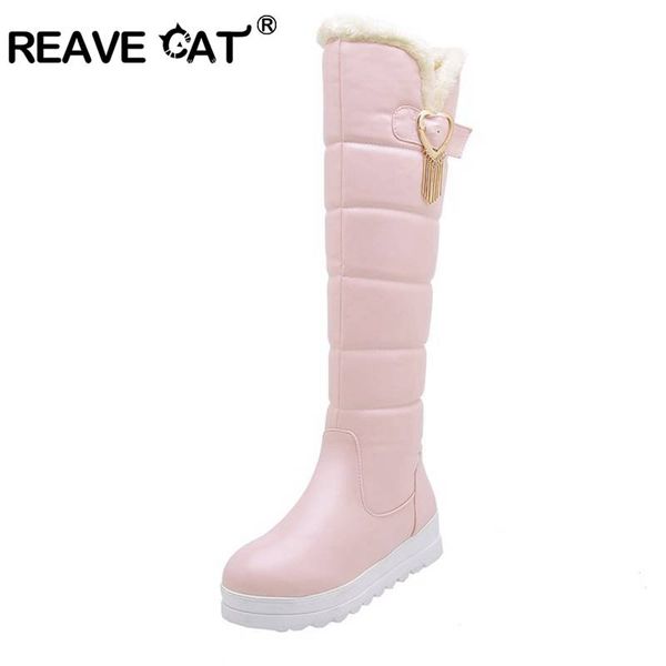 reave cat women's knee boots the new winter fashion round toe tassel wedges bukle low-heeled high tube women's shoes size 32-43, Black
reave cat women's knee boots the new winter fashion round toe tassel wedges bukle low-heeled high tube women's shoes size 32-43, Black