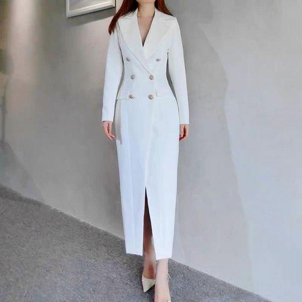 women's suits & blazers fashion 2021 spring jackets turn-down collar slit style women full long dress celebrity slim party dresses, White;black
women's suits & blazers fashion 2021 spring jackets turn-down collar slit style women full long dress celebrity slim party dresses, White;black